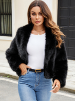 Cappotti in pelliccia sintetica neri senza vita maniche lunghe cappotto da donna