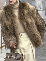 Cappotti in pelliccia sintetica per donna Cappotto invernale casual a maniche lunghe marrone caffè con cappuccio