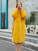 Cappotti in pelliccia sintetica per donna Maniche lunghe Colletto rovesciato elasticizzato casual Cappotto lungo giallo arancione