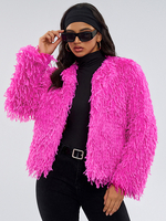 Cappotti in pelliccia sintetica rosa senza vita maniche lunghe cappotto in pelliccia sintetica cappotto da donna