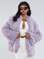Cappotti in pelliccia sintetica viola senza vita maniche lunghe cappotto in pelliccia sintetica oversize con bottoni anteriori cappotto invernale