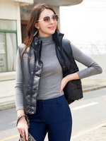 Cappotti invernali Cappotti invernali casual senza maniche con bottoni sul davanti con colletto corto nero