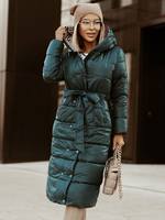 Cappotti invernali Cappotto invernale casual con maniche lunghe con cappuccio e fascia lunga verde