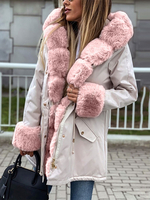 Cappotti invernali Colletto con risvolto nero Maniche lunghe Cappotto invernale addensato casual bicolore