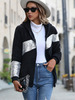 Cappotti invernali Colletto rovesciato nero Cerniera maniche lunghe Capispalla casual bicolore