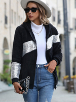 Cappotti invernali Colletto rovesciato nero Cerniera maniche lunghe Capispalla casual bicolore