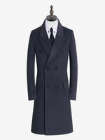 Cappotti invernali di lana da uomo abiti doppiopetto di media lunghezza