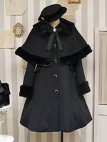 Cappotti Lolita Accademici Fiocchi di Natale Borgogna Mantella in Poliestere Cappotto Color Block Lolita Capispalla Invernali