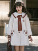 Cappotti Lolita Ecru Bianco Ruffles Fiocchi Fiocco in poliestere Color Block Autunno Lolita Outwears