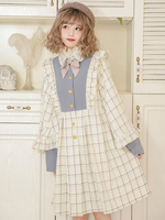 Cappotti Lolita Fiocchi Ruffles Fiocco Poliestere Azzurro cielo Autunno Dolce Capispalla Lolita