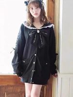 Cappotti Lolita gotici Capispalla Lolita autunnali con fiocchi bianchi con volant in poliestere