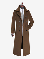 Cappotti lunghi da uomo in lana con revers a lancia vestibilità slim color cammello