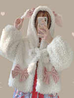 Cappotti Sweet Lolita Cappotto in poliestere bianco Capispalla invernali Lolita