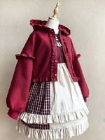 Cappotti Sweet Lolita Cappotto in poliestere con volant bordeaux Capispalla invernali Lolita