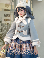 Cappotti Sweet Lolita Cappotto in tweed con fiocchi annodati blu bambino Cappotto in tweed invernale Capispalla Lolita