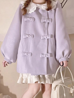 Cappotti Sweet Lolita Cappotto Lavanda Accademico Fiocchi Balze Soprabito Poliestere Autunno Lolita Outwears