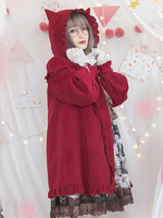Cappotti Sweet Lolita Cappotto sintetico Red Ruffles Capispalla invernali Lolita