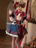 Cappotti Sweet Lolita Occhielli blu scuro Volant Top coat in poliestere Capispalla Lolita