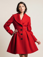 Cappotto a trapezio in misto lana con collo a scialle e bottoni neri per donna 2026