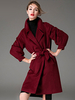 Cappotto abbigliamento giornaliero casual monocolore in lana mista cintura