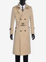 Cappotto alla moda da uomo in stile pisello doppiopetto color cachi