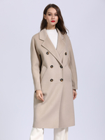 Cappotto Avvolgente 100% Lana Cammello Doppio Petto Risvolto Soprabito Vestibilità Comoda Capispalla Classica Autunno Inverno Per Le Donne