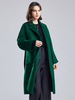 Cappotto avvolgente 100% lana merino australiana Ondulazione dellacqua Risvolto verde scuro Tasche comode Soprabito caldo classico con cintura Autunno Inverno Capispalla midi per donna