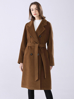 Cappotto Avvolgente 90% Lana 10% Cashmere Marrone Caffè Doppio Petto Cappotto Slim Fit Classico Autunno Inverno Capispalla Per Le Donne