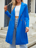 Cappotto avvolgente donna Cappotto invernale casual elasticizzato con scollo a V blu maniche lunghe