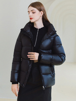 Cappotto corto con cappuccio zip e polsini a coste tinta unita capispalla casual invernale