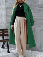 Cappotto da donna Colletto rovesciato Capispalla donna invernale in lana verde casual