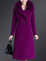 Cappotto da donna Collo scuro con risvolto blu scuro Bottoni maniche lunghe Cappotto avvolgente a strati retrò