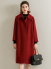Cappotto di lana Rosso 100% lana Colletto rovesciato Cappotto con bottoni aderente Semplice classico Autunno Inverno Capispalla midi per donna