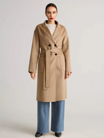 Cappotto doppiopetto in misto lana e cashmere cammello capospalla invernale double face per donna 2025