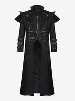 Cappotto gotico lungo con cerniera superiore vintage bianco con occhielli retrò a maniche lunghe per palazzo medievale