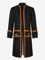 Cappotto in fibra di poliestere poliestere a maniche lunghe vintage nero top retrò costumi retrò per uomo