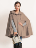 Cappotto in lana con cappuccio cammello per donna Poncho oversize Capispalla invernale 2025