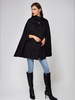 Cappotto in misto lana con collo rovesciato poncho nero capospalla oversize per donna 2025