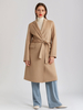 Cappotto in misto lana e cashmere cammello con revers cintura double face capospalla invernale per donna 2025
