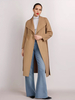 Cappotto in misto lana e cashmere con cintura cammello ampio bavero invernale double-face per donna 2025