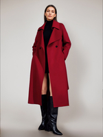 Cappotto in misto lana e cashmere rosso per donna doppiopetto bordeaux double face invernale 2025