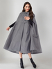 Cappotto in misto lana per donna con cappuccio grigio oversize lungo poncho capispalla 2025