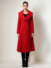 Cappotto in misto lana rosso per donna doppiopetto ampio collo sciallato invernale a trapezio svasato midi 2025