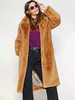 Cappotto in pelliccia sintetica color cammello a maniche lunghe in tinta unita con vestibilità rilassata Capispalla midi invernale aperta sul davanti per le donne
