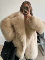 Cappotto in pelliccia sintetica con revers a lancia tinta unita ecologico invernale per donna 2025