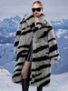 Cappotto in pelliccia sintetica con stampa zebra collo rovesciato giacca lunga ecologica oversize per donna 2025