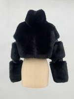 Cappotto in pelliccia sintetica corta con collo alto giacca corta ecologica per donna 2025