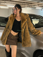 Cappotto in pelliccia sintetica marrone con risvolto a tacca giacca invernale oversize per donna 2025