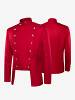 Cappotto in poliestere con bottoni vintage rosso elegante a maniche lunghe costumi retrò per uomo