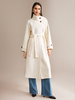 Cappotto invernale con cintura double face in misto lana e cashmere bianco con collo alto per donna 2025
